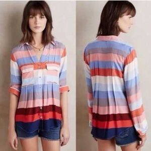 Maeve Colorful Striped Button Down Shirt